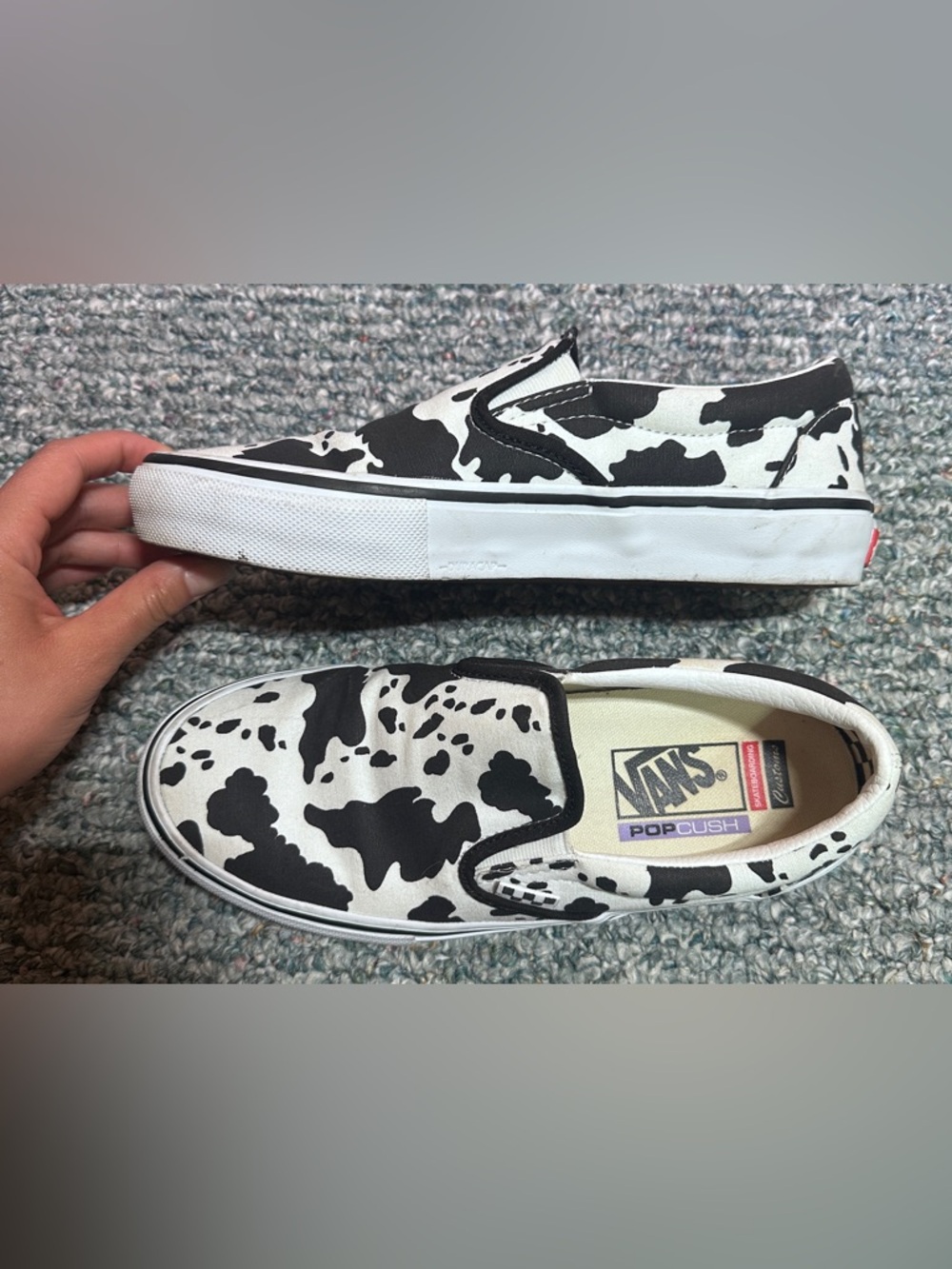 Vans Unisex Slip-On Sneakers in Black and White Cow Print - Picture 6 of 11